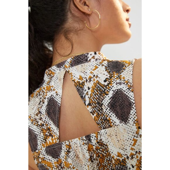 Anthropologie Maeve Snake-Printed Maxi Dress Tiered Cotton Summer Boho Preppy 6P - Picture 3 of 14